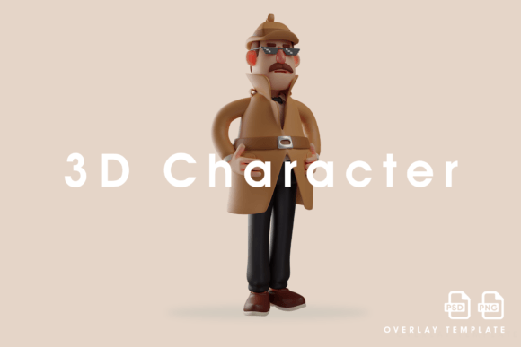 3D Cartoon Detective Design for Modern Visual Projects