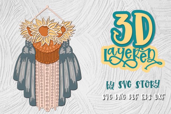 3D Macrame Design SVG with Sunflower – Elevate Your Projects