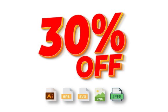 3D Text Design of 30 Off