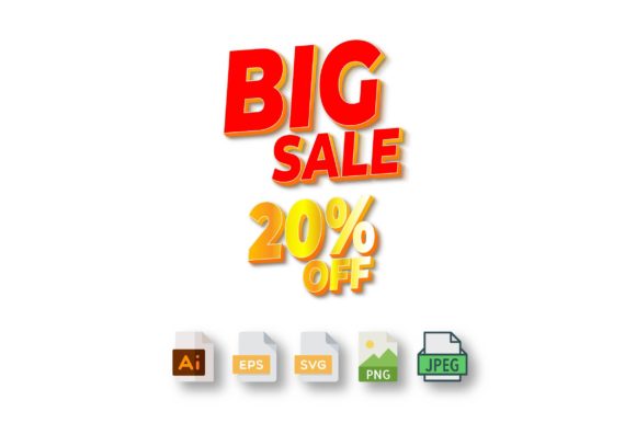 3D Text Design of Big Sale 20 Off – A Versatile Creative Asset for Modern Marketing