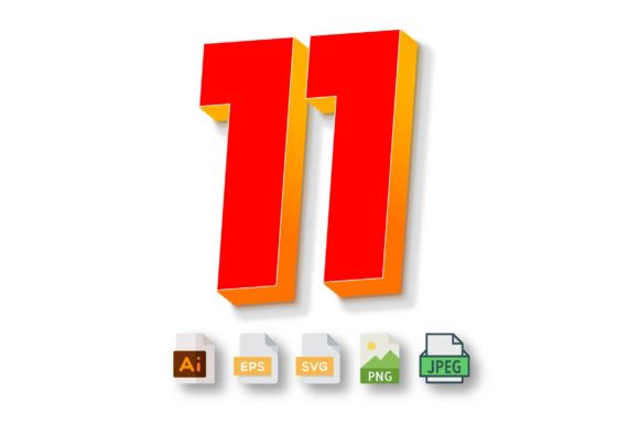 3D Text Design of Letter 11