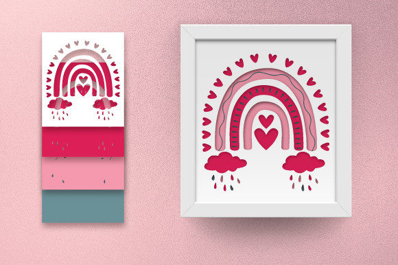 Boho Rainbow Shadow Box Design 3D: A Vibrant Creative Asset