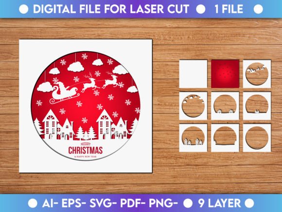 Christmas Paper Cut 3D Background Design