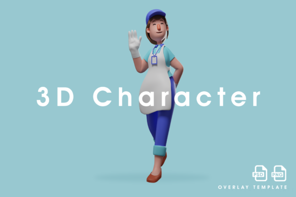 Cute 3D Waiter Design Say Hi: A Unique Addition to Your 3D Cartoon Collection