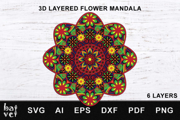 Flower Mandala 3D Layered Design for Creative Projects