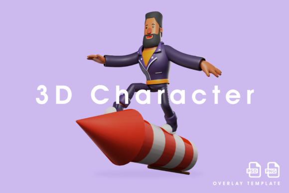 Good Looking Beard Man 3D Cartoon Design for Creative Projects