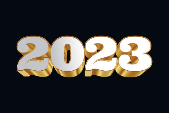 Happy New Year 2023 in 3D Text Design
