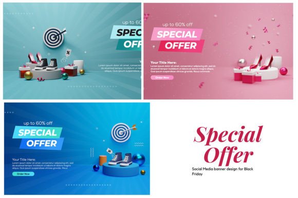 Special Offer Poster Design 3D Rendering